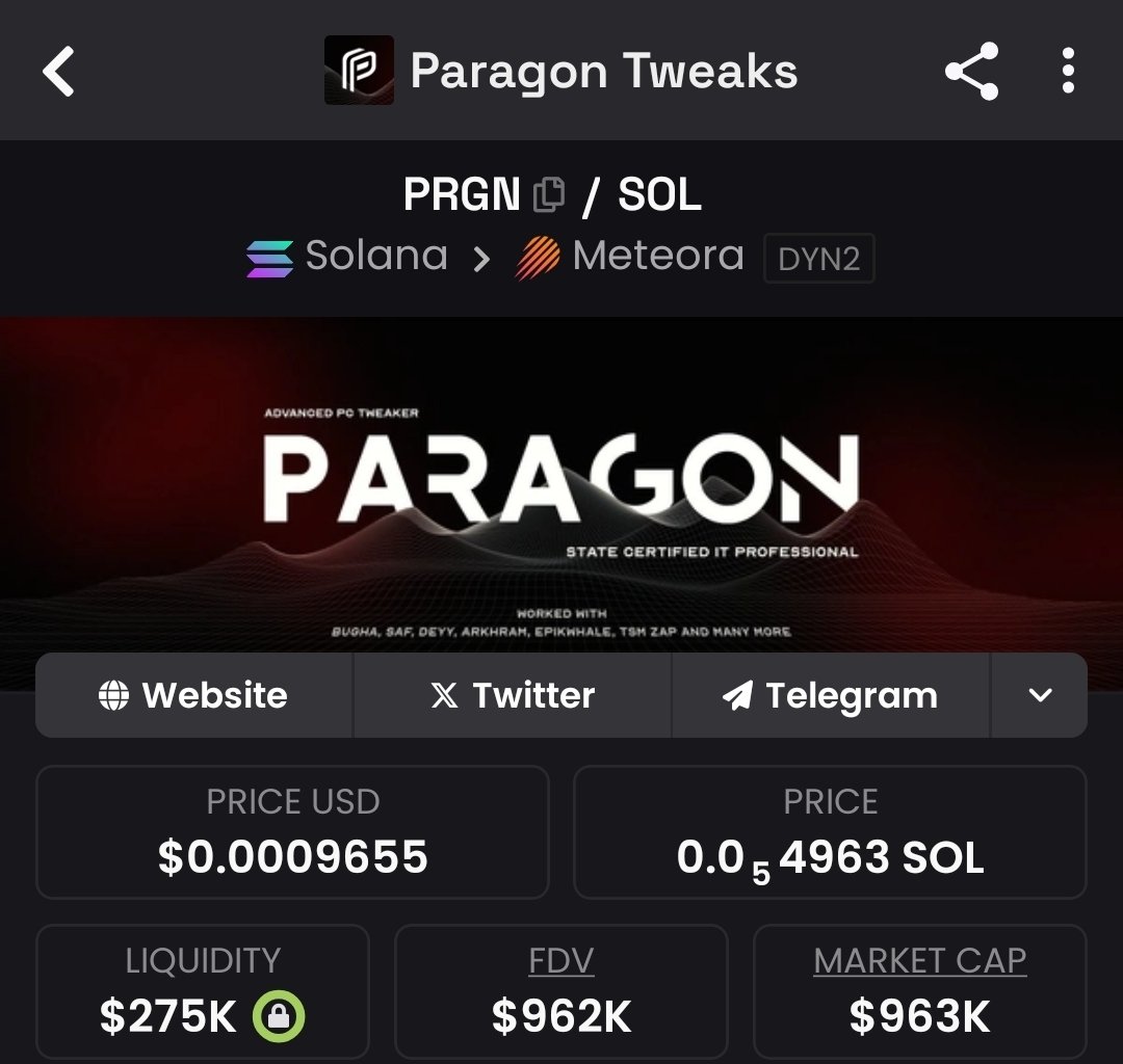 greenbackschool's tweet image. Calling $PRGN @ParagonTweaks here. I think it's a giveaway below 1M cap. I see huge potential in it. A strong ICM meta
5x5FUc5azSNYLhR2iPT9xzcMe6Q5nL6iFAUkHWnFxBLV
NFA,DYOR