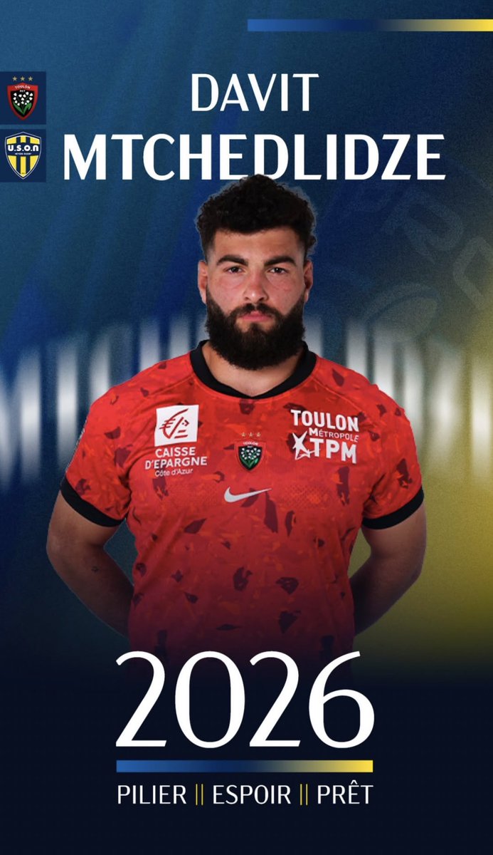 🖋

Nevers have officially unveiled Tighthead Prop, Davit as a new recruit for them.

The young Georgian will join the Club on Loan for the 2025/2026 season, before hopefully returning to Toulon.

I honestly expected to see him get Top 14 action next season.