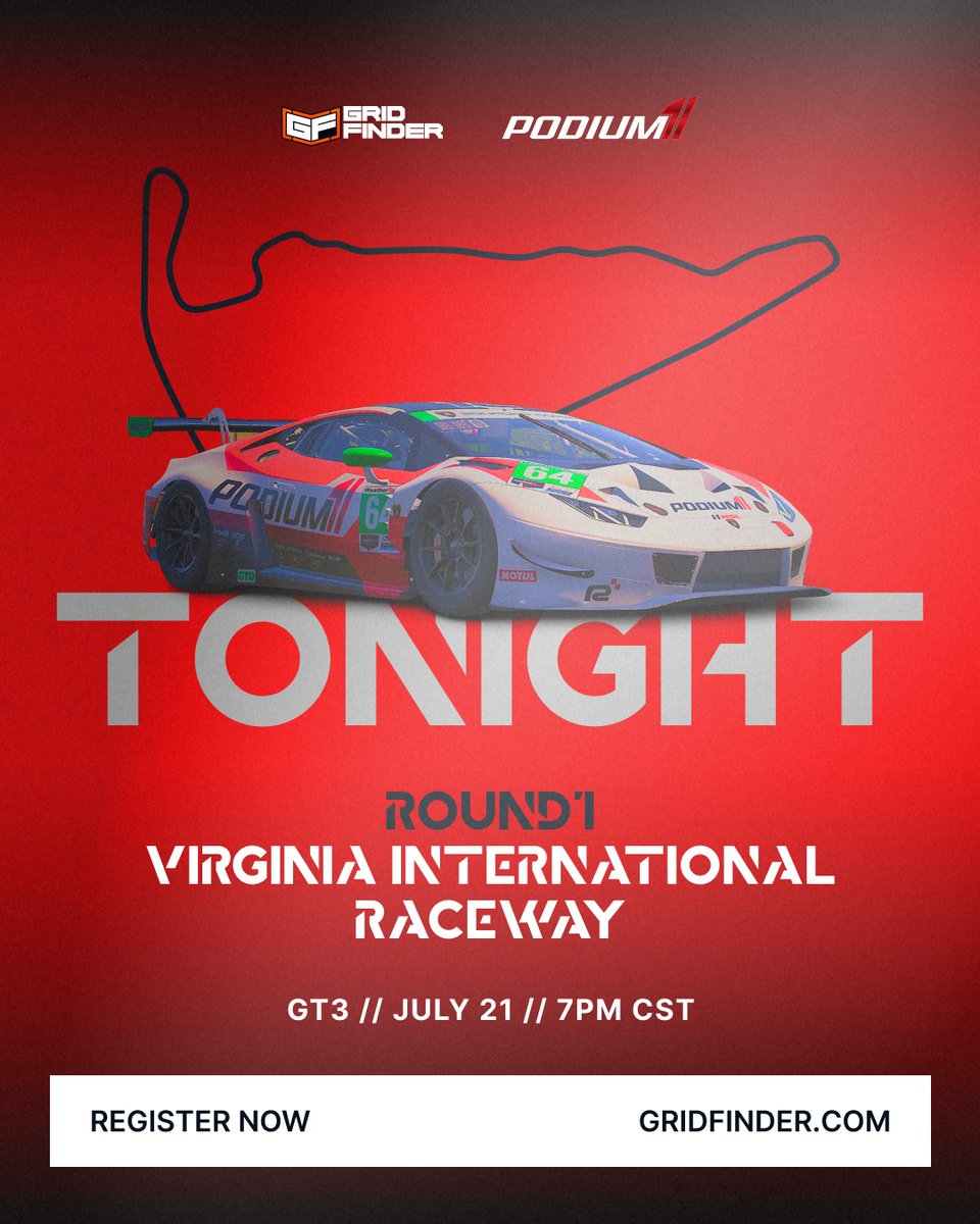 Grid Finder | Sim Racing (@gridfinder) on Twitter photo Tonight, the @Podium1Racing Open Championship gets underway, at VIRginia International Raceway! π₯
Tackle the technical twists and high-speed straights of VIR on <a href="/GridFinder/">Grid Finder | Sim Racing</a>! π
π Join the Podium 1 Racing community today, and get on track! π
gridfinder.com/c/podium-1 Tonight, the @Podium1Racing Open Championship gets underway, at VIRginia International Raceway! π₯
Tackle the technical twists and high-speed straights of VIR on <a href="/GridFinder/">Grid Finder | Sim Racing</a>! π
π Join the Podium 1 Racing community today, and get on track! π
gridfinder.com/c/podium-1