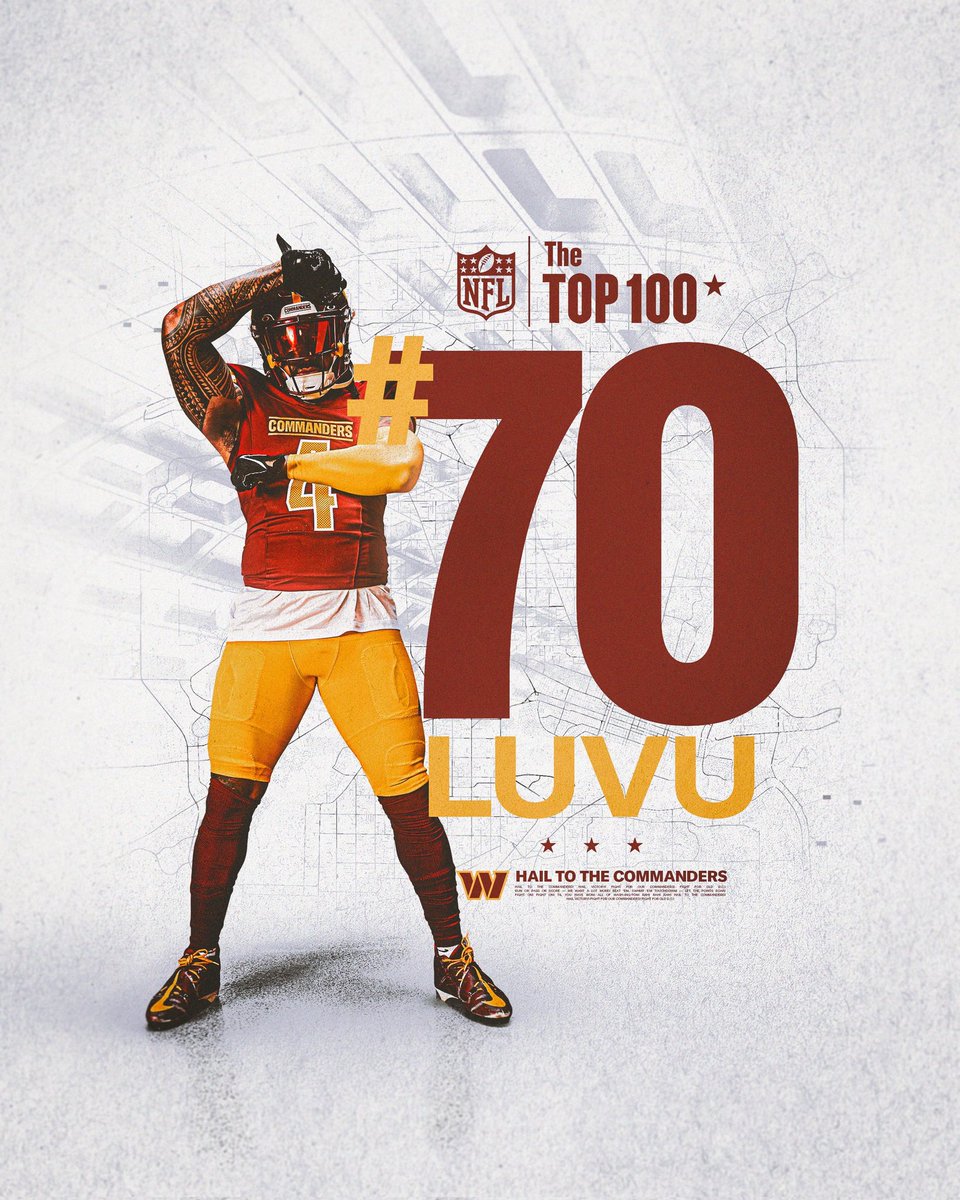 CommandersMusee's tweet image. Frankie Luvu was listed at number 70 on the NFL's top 100 players list
