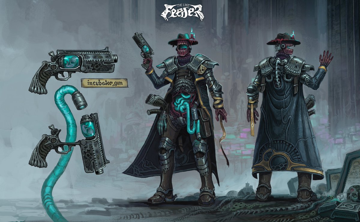 +THE LAST FEEDER+
The titular hunter of cultists and demigods, and his incubator gun.
-
-
#worldbuilding #digitalart #conceptart #illustration #grimdark #lovecraftian #eldritch #darkfantasy #cosmichorror #ttrpgart #ttrpgcommunity