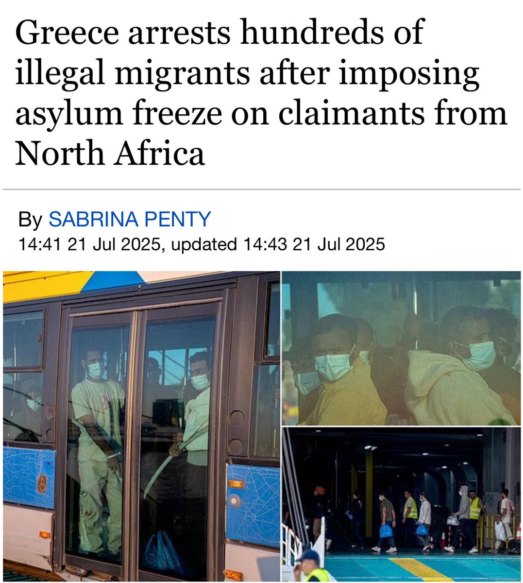 alexharmstrong's tweet image. Greece has just passed new laws.
If you are an illegal migrant, you can go straight to prison for 5 years or be given a ticket home.
They’ve already started deporting hundreds of them.
Why can’t (or won’t) our govt do the same?