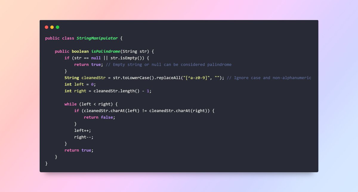 javainspires's tweet image. Check if a String is a Palindrome #JavaInspires