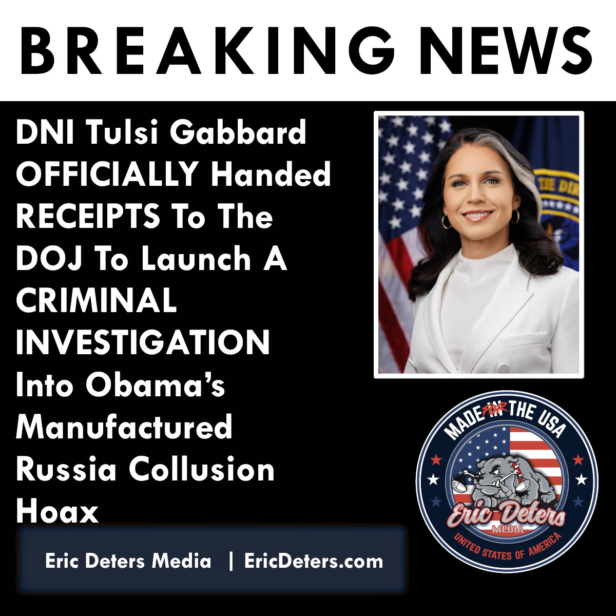 bulllaw's tweet image. 🚨#BREAKING: DNI Tulsi Gabbard has just officially handed the receipts to the DOJ to launch a CRIMINAL INVESTIGATION into Barack Obama’s manufactured Russia Collusion hoax