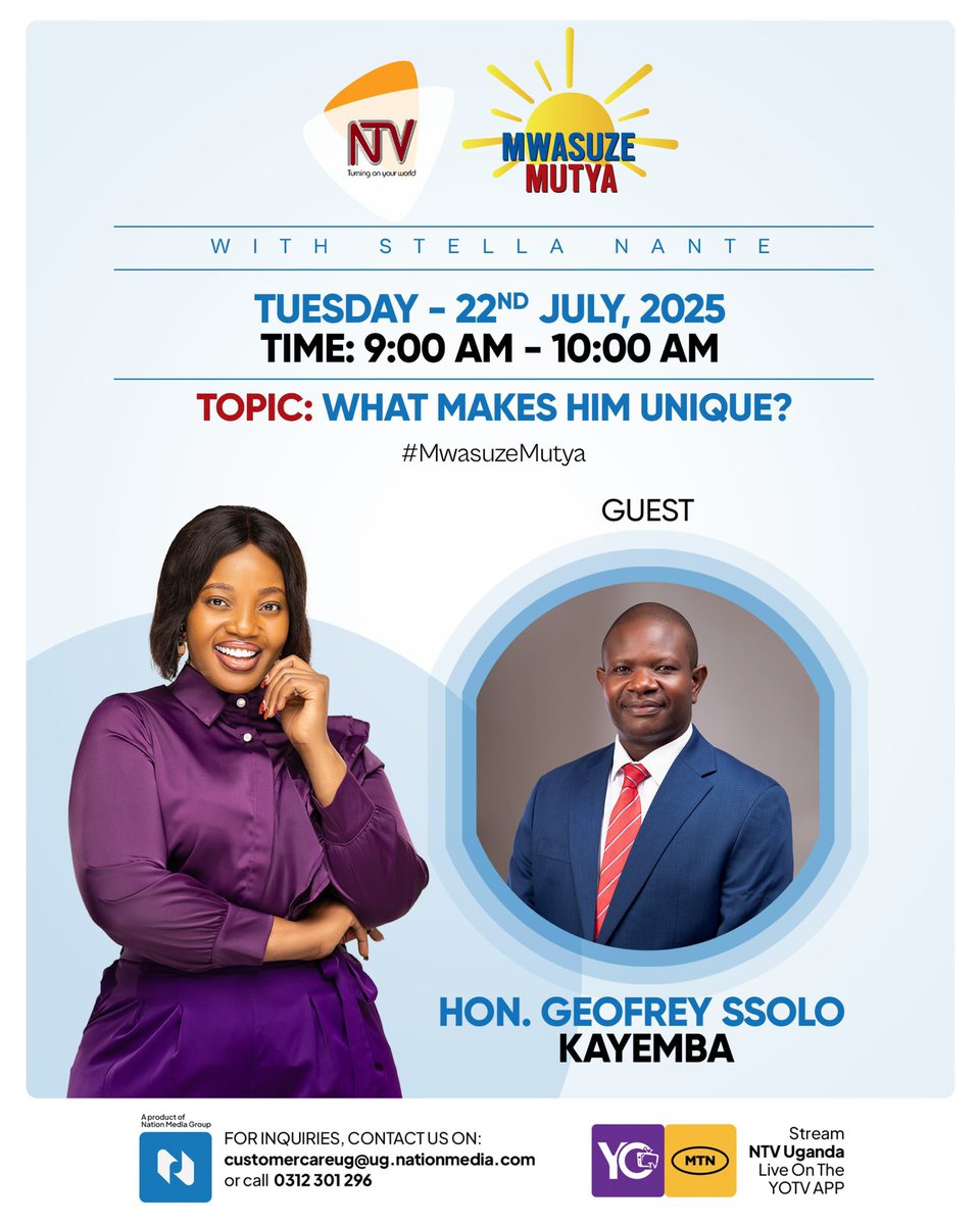 joseUganda's tweet image. Yours Truly Honorable Mp Bukomansimbi South @KayembaSolo Will Be Your Guest Tomorrow On @ntvuganda #MwasuzeMutya Program. 
Don’t Miss!
