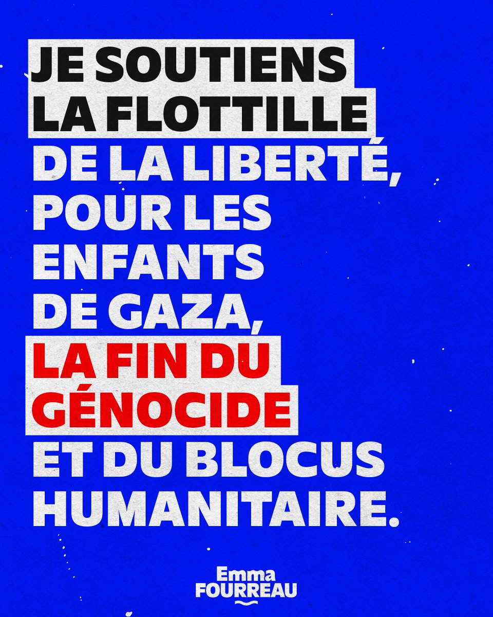 emma_frr's tweet image. Je soutiens la Flottille de la Liberté pour les enfants de Gaza, la fin du génocide et du blocus humanitaire.
Partagez 🇵🇸