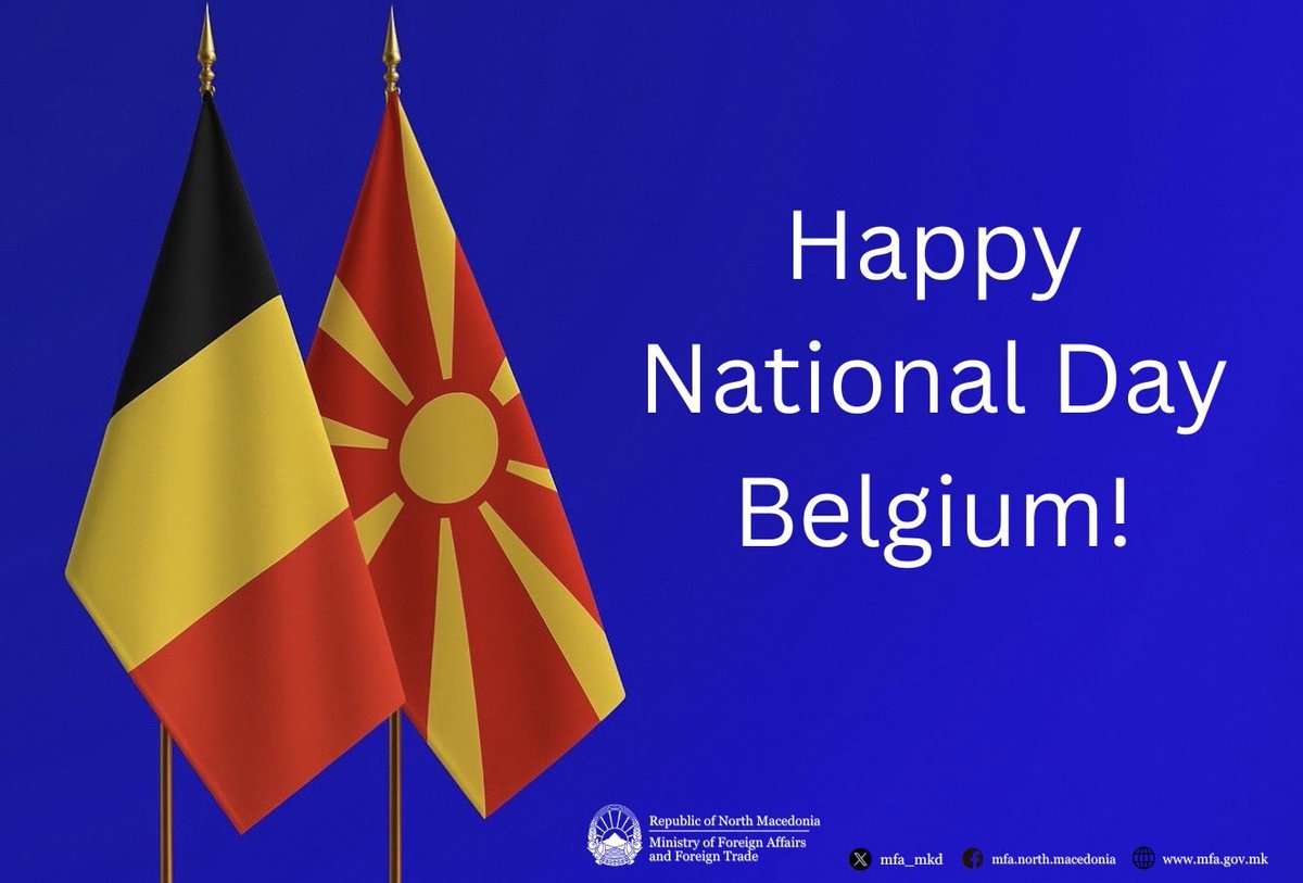 MFA_MKD's tweet image. 🇲🇰🇧🇪 We extend our congratulations to the Kingdom of Belgium and its people on the occasion of their National Day!
As we celebrate our friendship, we reaffirm our commitment to strengthening bilateral cooperation.
Joyeuse fête nationale!
Fijne nationale feestdag!