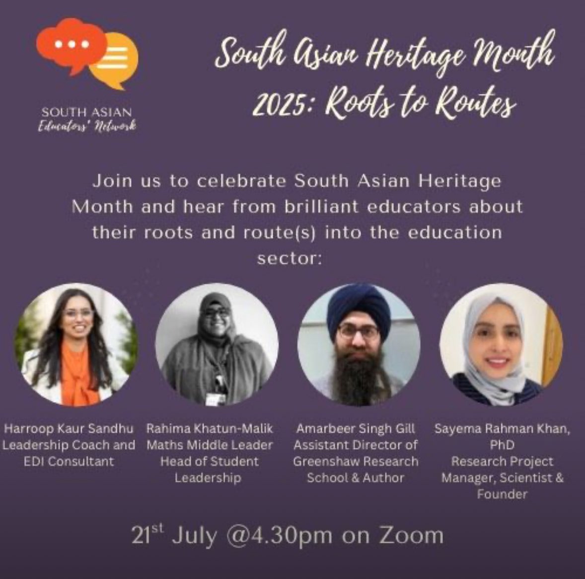 An uplifting meeting for South Asian Educators Network aptly during South Asian Heritage month. Listening to amazing colleagues like <a href="/msybibi/">Yamina B</a> Amarbeer S, Harroop S, Rahima K-M and Dr Sayema R- And more. Powerful! Yamina- tag everybody in on LinkedIn? :)