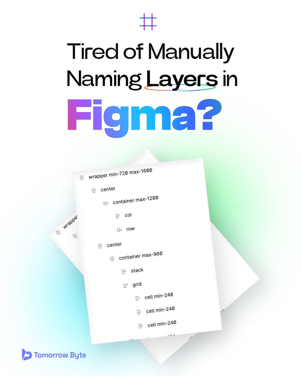 tomorrowbyte's tweet image. No more messy files. Just smart, clean design.
lnkd.in/gDtnHAzU
✅ Save time
✅ Stay organized
✅ Boost dev handoffs
#FigmaTips #UIUXDesign #Autoname #FigmaPlugin #DesignHack #TomorrowByte #ProductivityTools #AIDesign #UXTools #CleanDesign