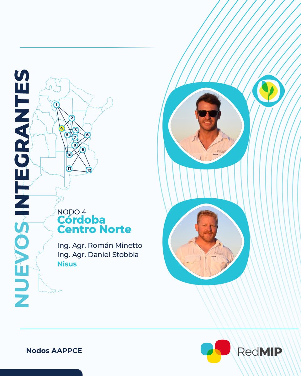 👏 🆕 ¡Aplausos para esta dupla que se suma a la #ComunidadAAPPCE!

Desde la consultora <a href="/NisusAgronomia/">NISUS</a>, los Ing. Agrs. Román Minetto y Daniel Stobbia se incorporan al #NodoAAPPCE Córdoba Centro Norte, aportando su experiencia en el monitoreo de 🌱 cultivos extensivos.