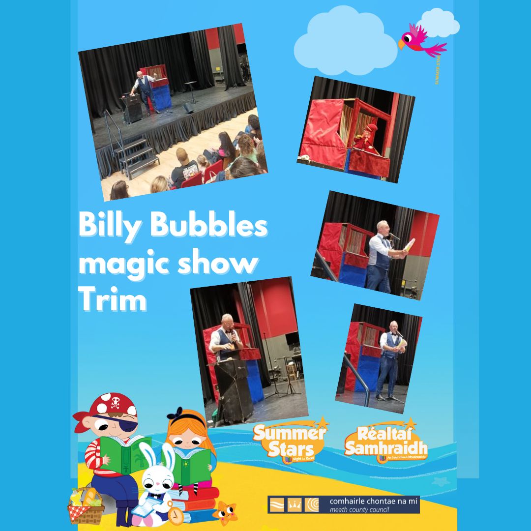 We had great magic fun with Billy Bubbles in Trim Library today. He is on tour of our libraries this week so check our website  at meathlibraries.ie to see if we have spaces. #summerstars