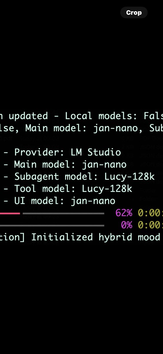 twodogseeds's tweet image. running @farm_friend_ai Terminal Operator via @menloresearch jan-nano and Lucy-128k and very very impressed
these 2 models have changes things!!!
if you are building agents you need to drop everything immediately and try using these models in replacement for open AI tool use: I…
