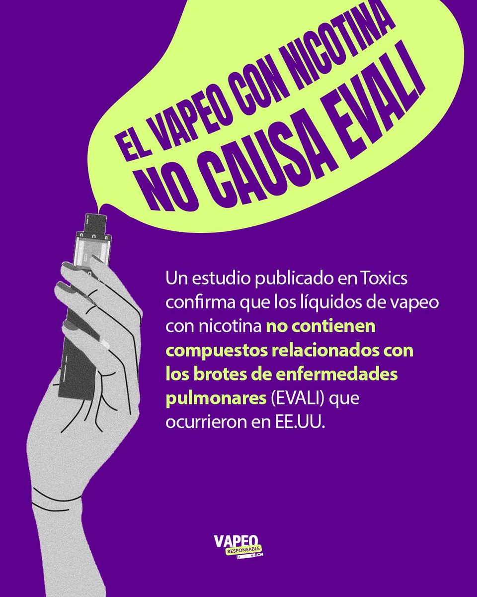vaperesponsable's tweet image. Un nuevo estudio confirma: el vapeo con nicotina no está relacionado con los casos de EVALI. El problema fue causado por líquidos ilícitos de THC con acetato de vitamina E.
Regulación responsable = protección para los consumidores. ✊
Fuente: mdpi.com/2305-6304/8/1/8