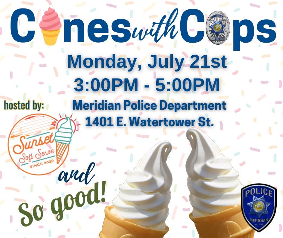 idgop21's tweet image. #ConesWithCops is this afternoon! Free family friendly event for the community to get to know Meridians Law Enforcement better.
#mymeridian #backtheblue #meridian #idaho #idgop21