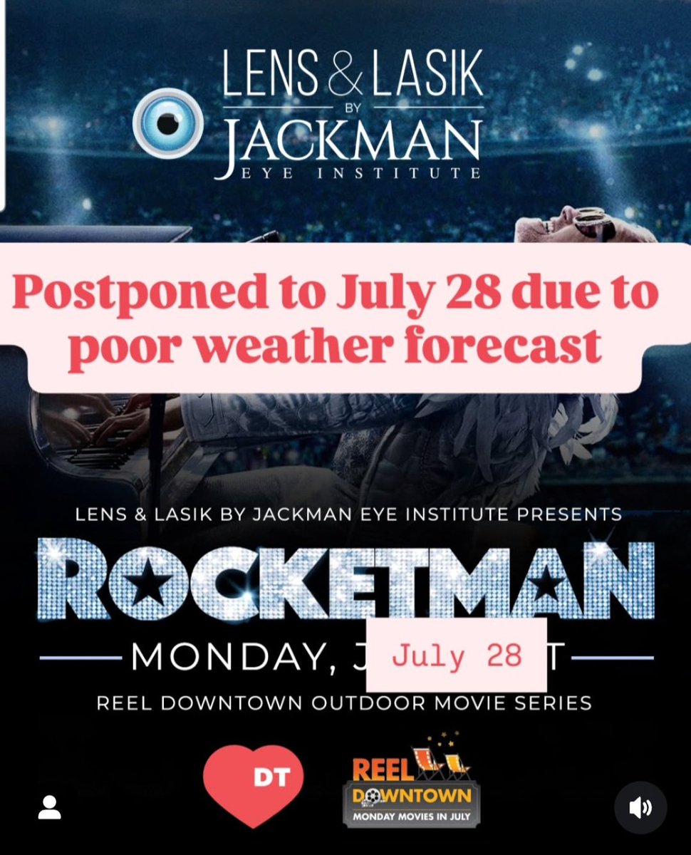 Downtown St. John's (@downtownstjohns) on Twitter photo <a href="/DowntownStJohns/">Downtown St. John's</a> Reel Downtown Outdoor Movie scheduled for 2nite is postponed to next Monday, July 28 due to forecasted rain for this evening. Join us next week & watch the stars under the stars on Water Street! #reeldowntown #lovedowntownstjohns #lovedowntown <a href="/DowntownStJohns/">Downtown St. John's</a> Reel Downtown Outdoor Movie scheduled for 2nite is postponed to next Monday, July 28 due to forecasted rain for this evening. Join us next week & watch the stars under the stars on Water Street! #reeldowntown #lovedowntownstjohns #lovedowntown