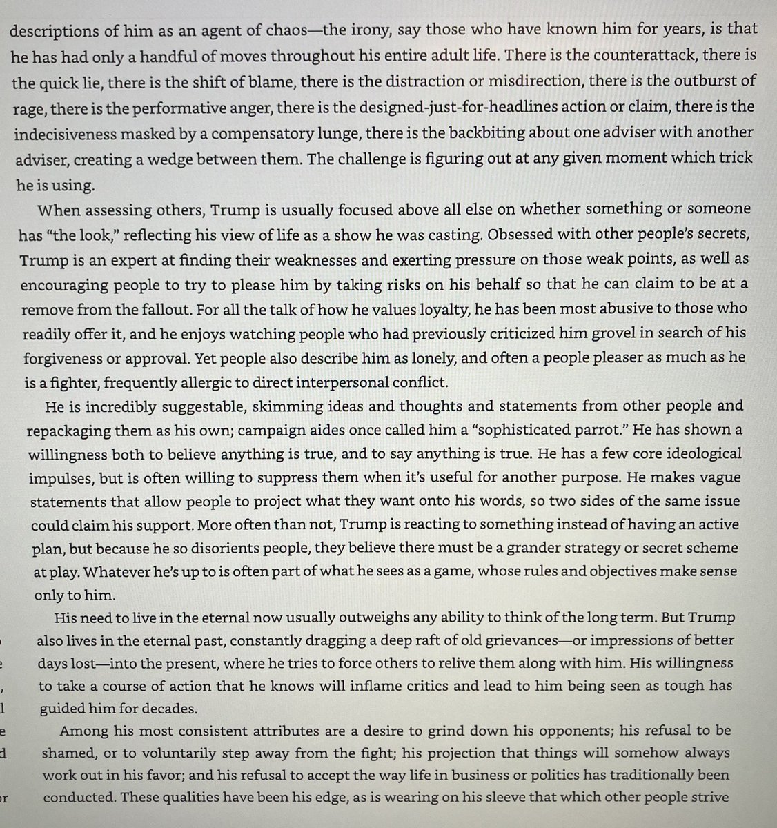 kenvogel's tweet image. If you want to understand Trump & the puzzling moves he's making re: Epstein, read @maggieNYT's definitive biography "Confidence Man."
This, from the prologue, is like a Rosetta Stone for understanding Trump's seemingly chaotic or unpredictable behavior. penguinrandomhouse.com/books/668293/c…