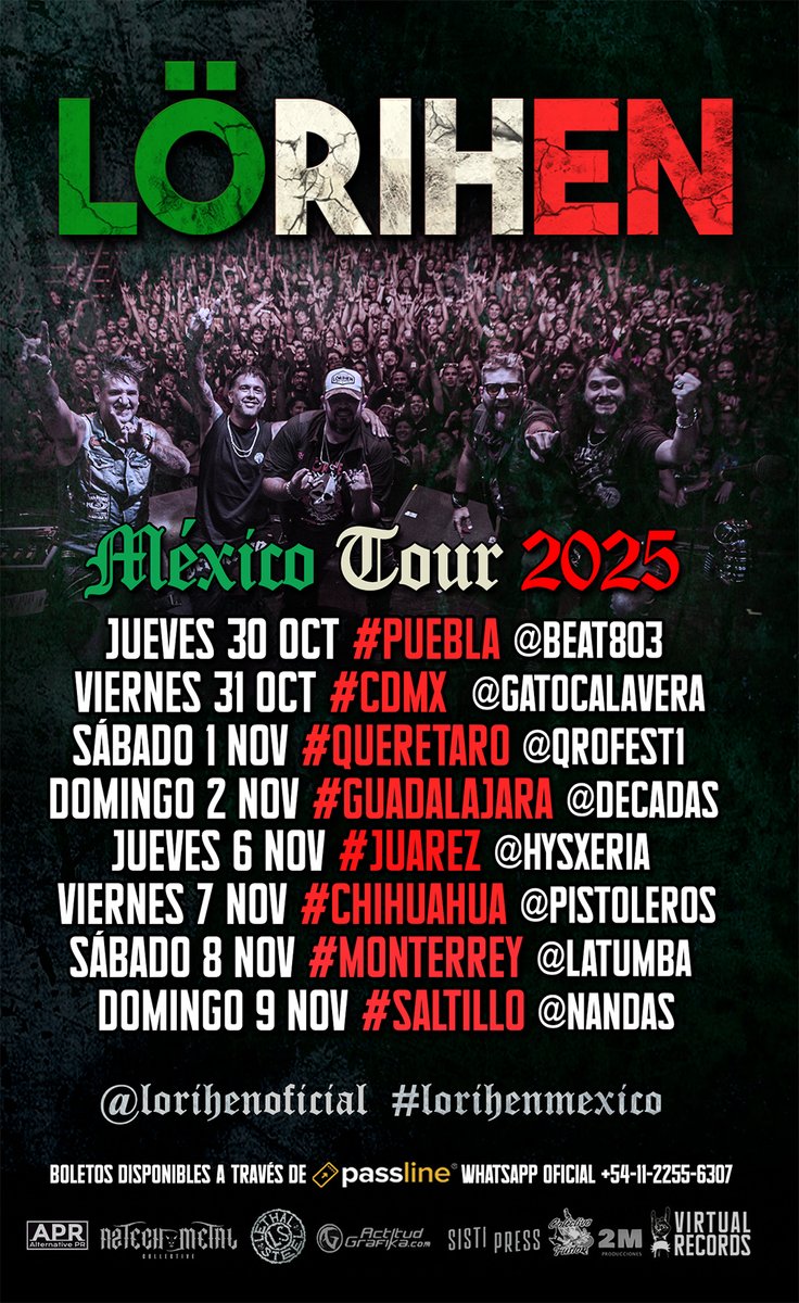 .<a href="/LORIHENOFICIAL/">Lörihen</a> vuelve a México con todo su hard rock en castellano.

El "Magia del Caos Tour 2025" recorrerá varias ciudades del país con firma incluida en el tianguis el Chopo el sábado 1 de noviembre 12 hrs. ¿Te late o pasas?

🎟️: passline.com/lorihen-tour-m…