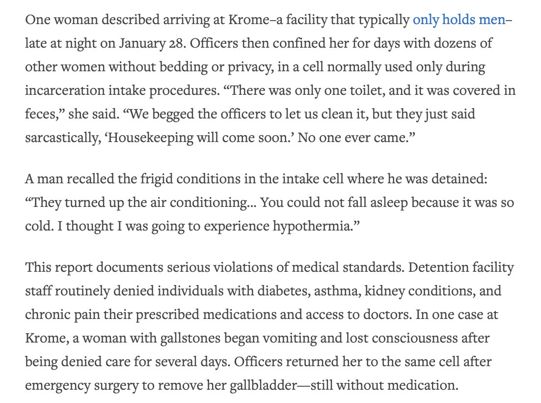 girlsreallyrule's tweet image. A new HRW report documents that migrants at a Miami jail run by ICE have been subjected to extreme abuses, including being shackled with their hands tied behind their backs and made to kneel to eat food from styrofoam plates “like dogs.” hrw.org/report/2025/07…