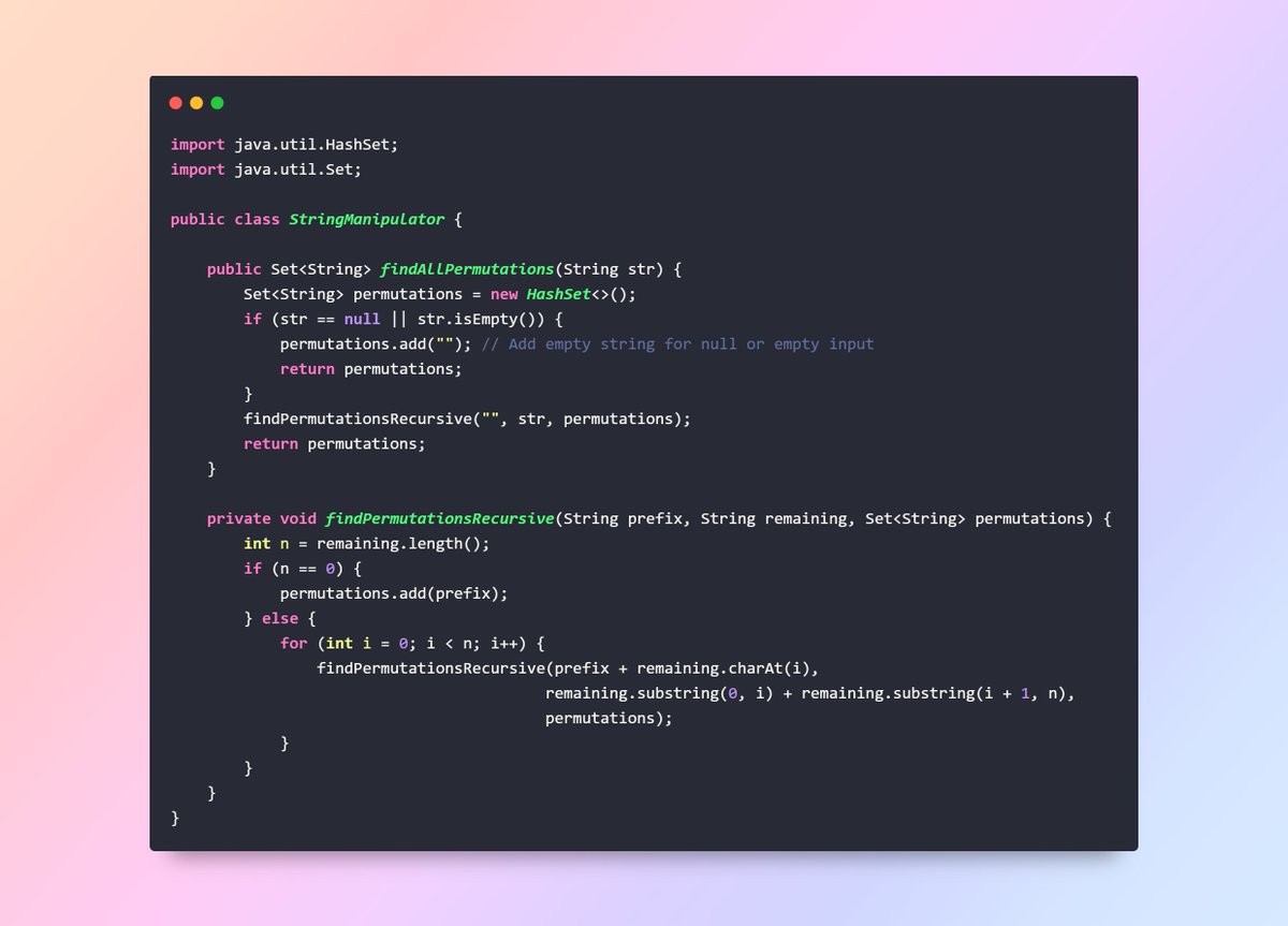 javainspires's tweet image. Find All Permutations of a String 
#JavaInspires 
#Java