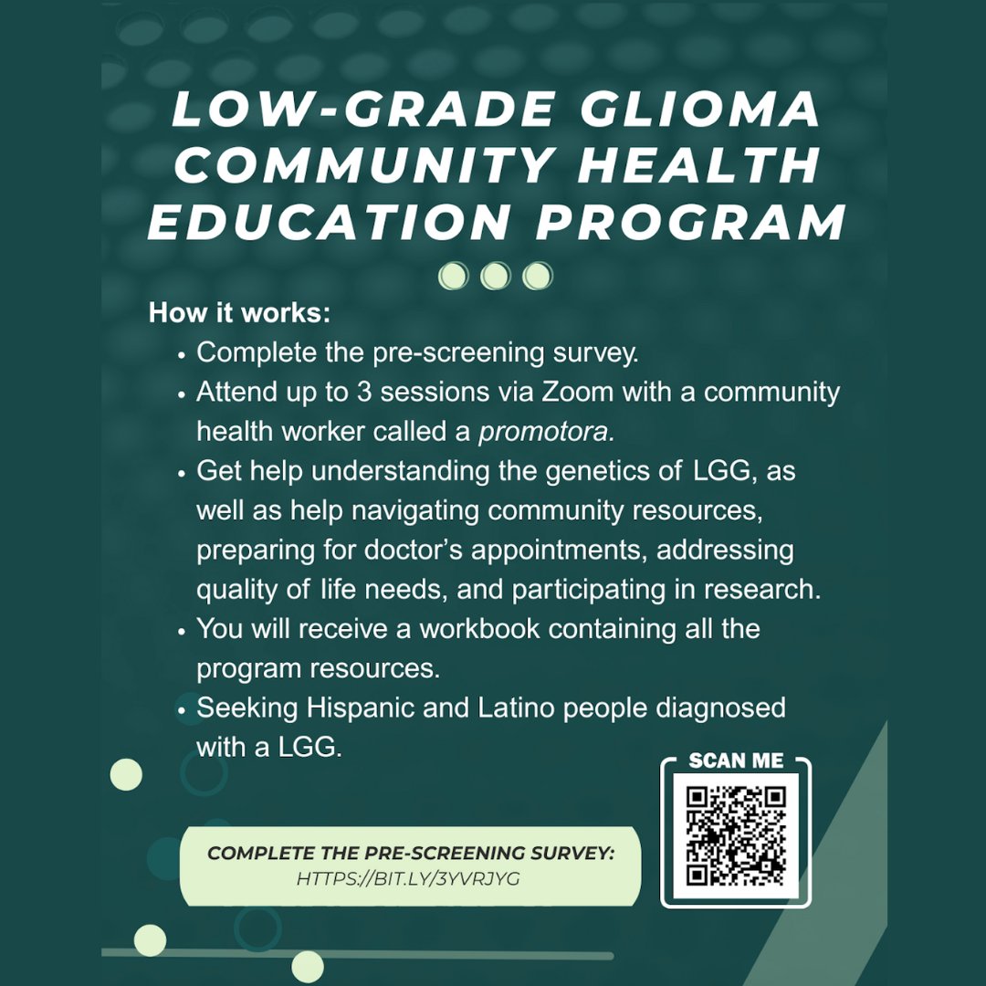 a_e_heffernan's tweet image. Help us spread the word! Our partners at the University of Colorado are testing a new virtual health education program for Hispanic and Latino people with LGG. Details below.
Complete the pre-screening survey here: bit.ly/3YvRJYG
Questions: optimum.eou@cuanschutz.edu