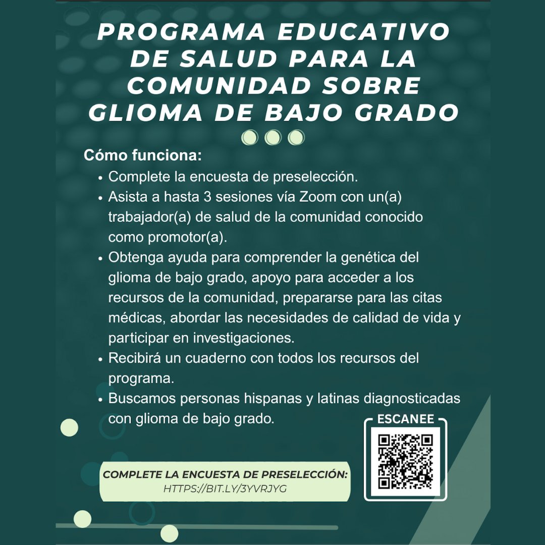a_e_heffernan's tweet image. Help us spread the word! Our partners at the University of Colorado are testing a new virtual health education program for Hispanic and Latino people with LGG. Details below.
Complete the pre-screening survey here: bit.ly/3YvRJYG
Questions: optimum.eou@cuanschutz.edu