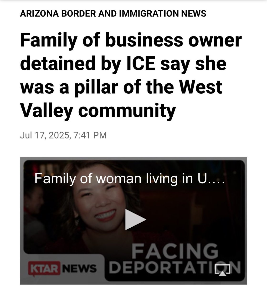 RubenGallego's tweet image. You want to keep communities safe? Then stop wasting resources on people who don’t pose a threat and start focusing on actual criminals.
Kelly Yu has been contributing to the Peoria community for over two decades. This isn’t just inhumane. It’s stupid.