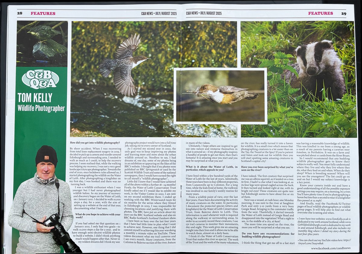 gowildedinburgh's tweet image. Thanks to Paul, editor of @thecandbnews for featuring me in the Jul/Aug issue of the C&B News! The magazine covers Currie, Balerno, Juniper Green, Baberton Mains & Colinton - all of which, are areas that I am frequently in, as I walk along the Water of Leith, with my camera!