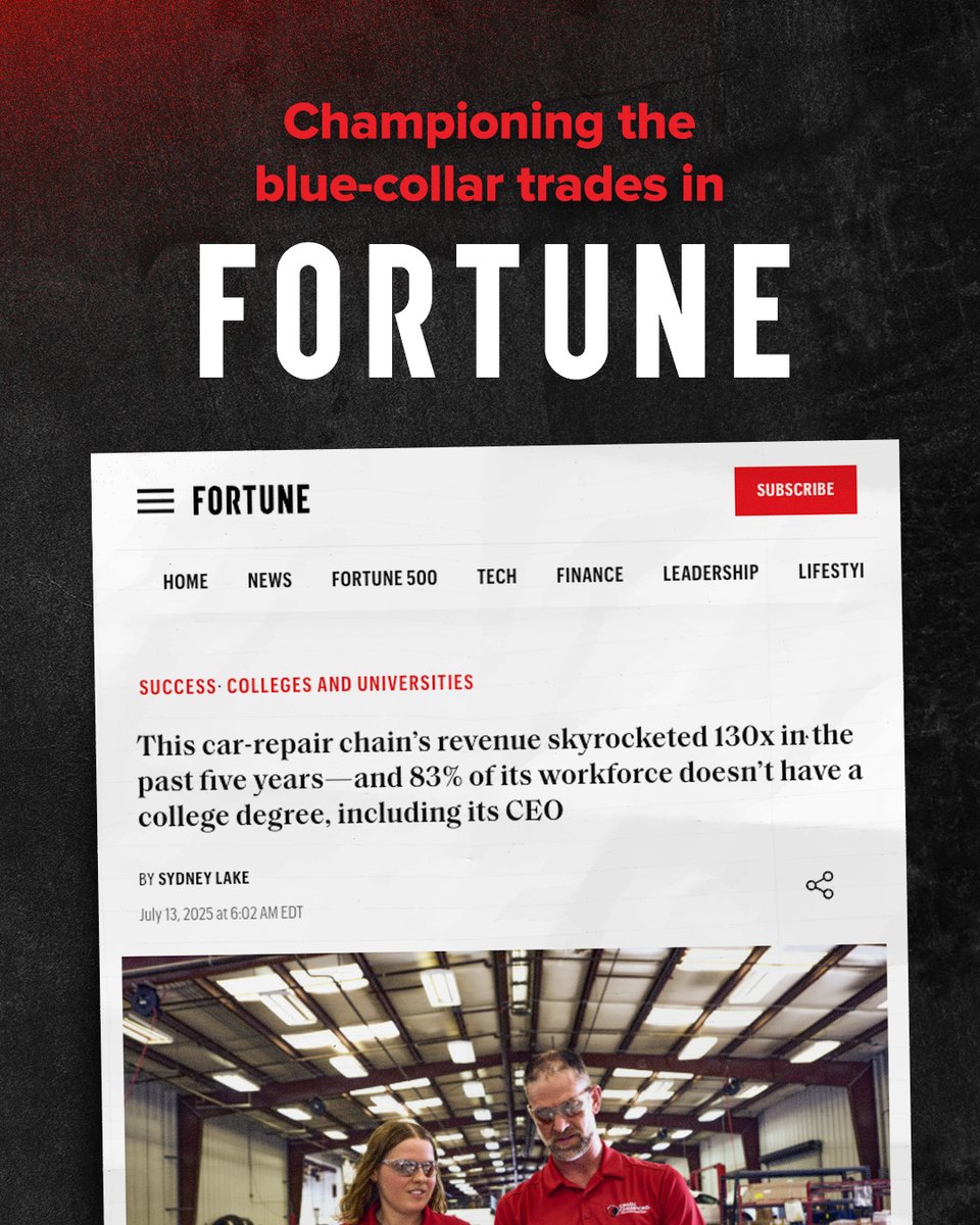MattEbertCC's tweet image. When the chance to spread the word about blue-collar careers comes up, you know I’m going to take it. Thank you, Fortune, for the great article and for sharing this message with everyone.
fortune.com/2025/07/13/cra…
#fortune #championsmindset #bluecollar #skilledtrades #growth…