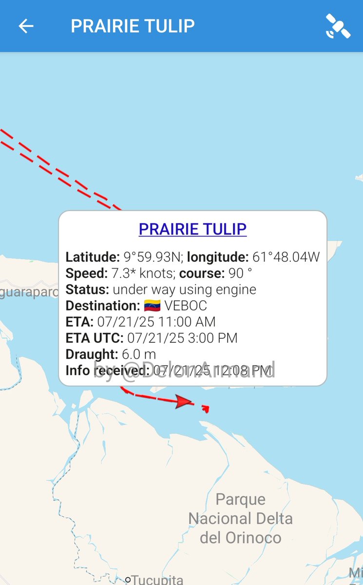 DelonArmand's tweet image. Tanquero PRAIRIE TULIP arriba a Boca Grande, #Venezuela desde Curazao, descargará diesel en la ET de Visco Orinoco, la "estatal militar" PDVSA no produce suficiente diesel de "buena calidad" para despachar el volumen que Visco necesita y tienen que comprarlo en Curazao.
#tankers