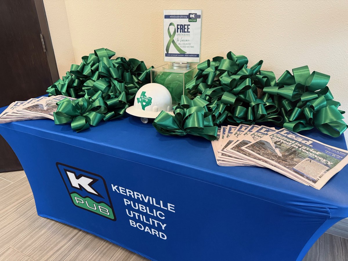 🎗️ In honor of Hill Country flood victims, KPUB is giving away free green bows in our lobby — while supplies last (1 per customer).
They stand for compassion, unity &amp; strength. 💚
Join us in showing support.
#HillCountryStrong #KerrUnited #CommunityPowered