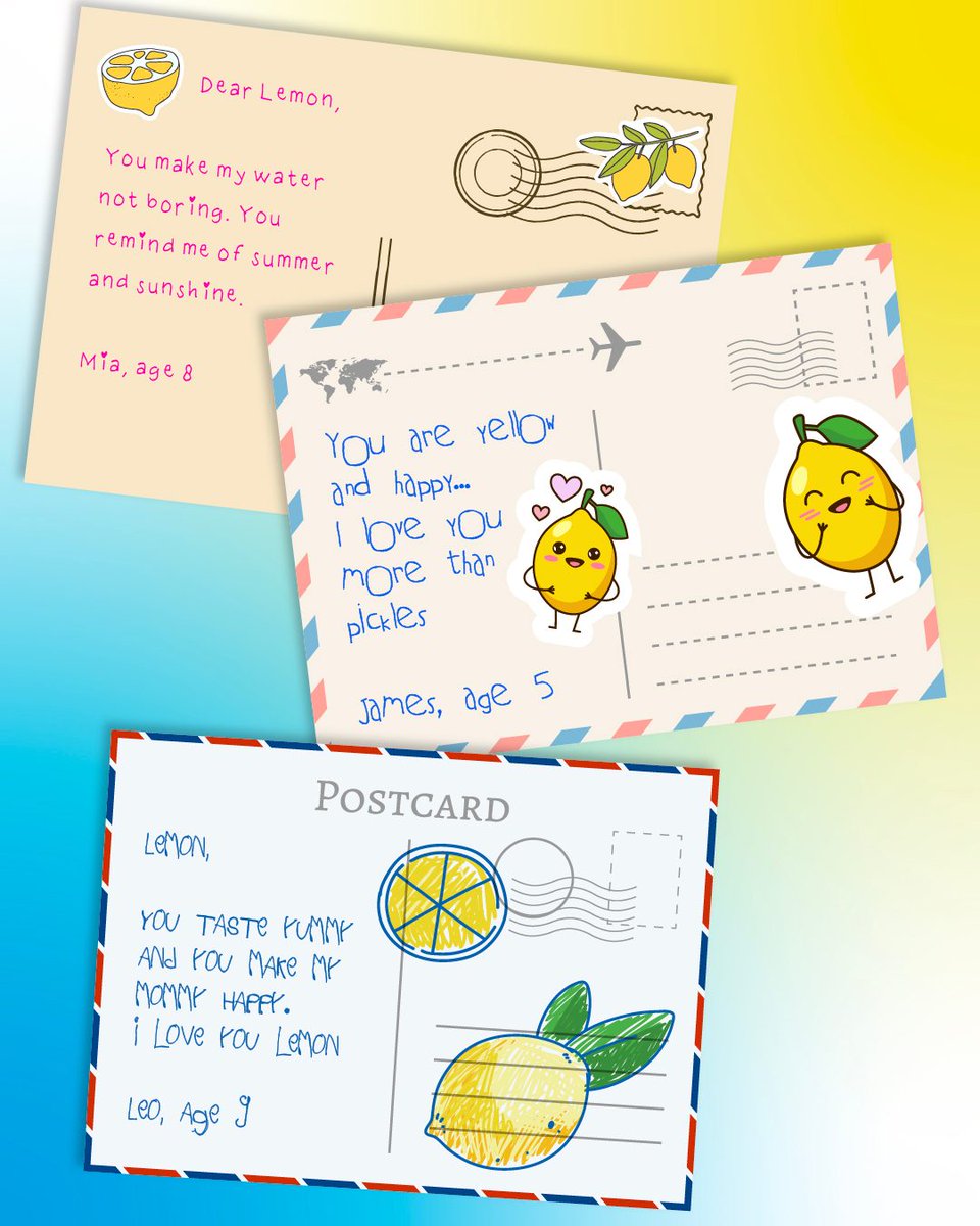 lemonperfect's tweet image. We asked some of our team members&apos; kids to write a love letter to lemons and this is what they said 🥹 National Lemon Day is Wednesday – drop your favorite thing about Lemon Perfect in the comments 😉