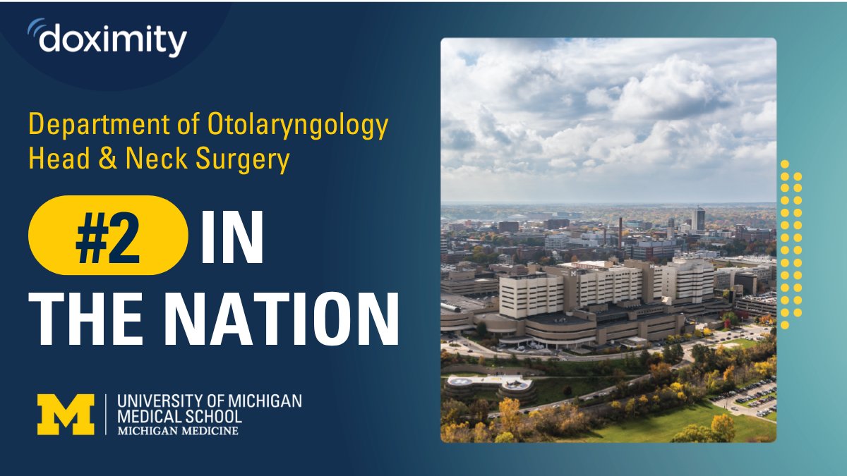UMichOto's tweet image. We're thrilled to be ranked the #2 residency program in the nation!
Read more about the rankings: michmed.org/Q9zRN