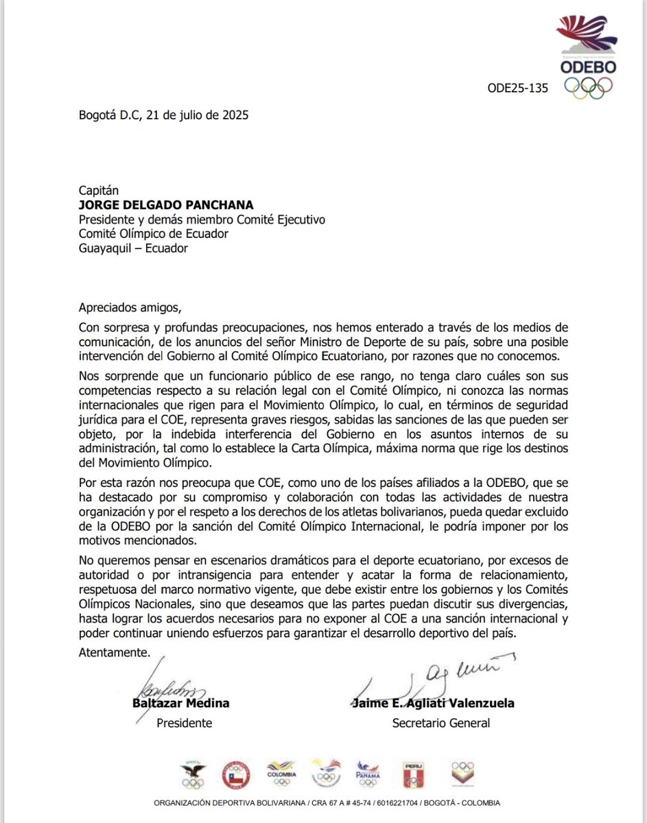 Agradecemos el respaldo de la Organización Deportiva Bolivariana a esta administración cuyo único objetivo es velar siempre por los deportistas y los preceptos de la Carta Olímpica 🙌

<a href="/ODEBOprensa/">ODEBO</a>