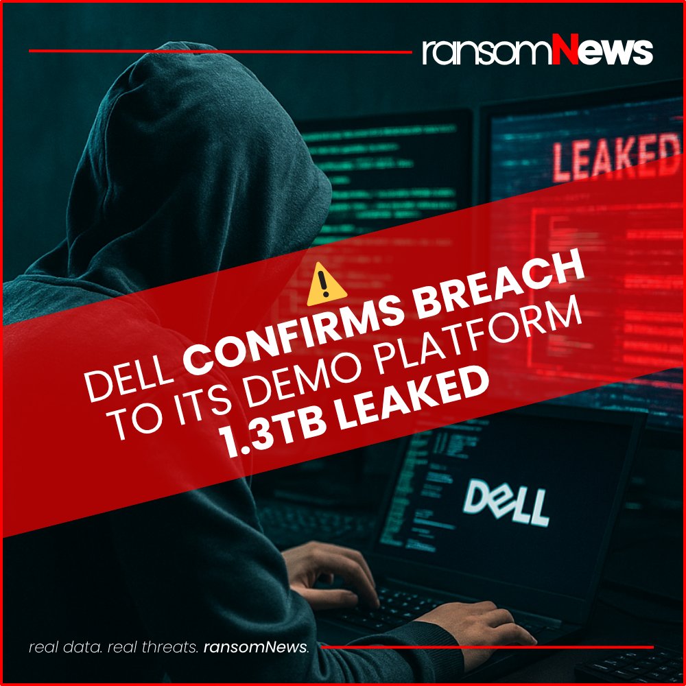 ransomnews's tweet image. 🚨 Dell data breach confirmed
#Dell says its demo platform was breached by #WorldLeaks #ransomware group (former Hunters). 1.3TB leaked, mostly test configs & fake data.
No customer systems impacted, tho outdated contact info may be real. No ransom details disclosed, yet.…