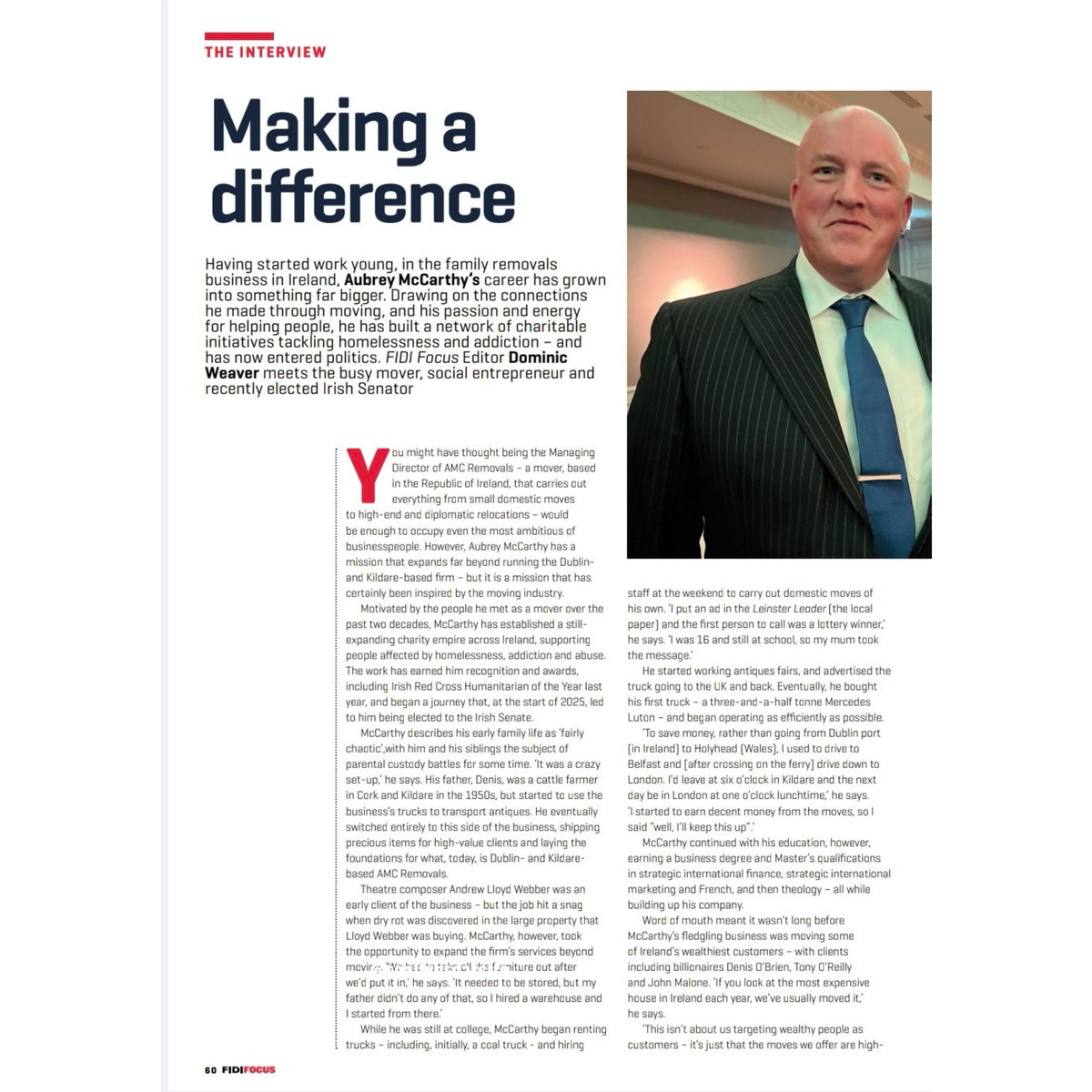 carthy_aubrey's tweet image. Proud to be featured in @FIDIglobal by editor Dominic Weaver, where I reflect on the intersection of the moving industry, social entrepreneurship, and public service. From starting out in the moving business to building a team committed to ethical relocation, and now serving in…
