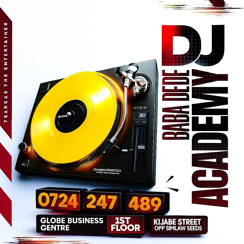 Baba Dede Deejay Academy 
August INTAKE is in progress📌Full Course 3months @ Ksh20000-Payable in installments
Part time classes available ☎️📞0724247489/0757406121
Globe Business Centre 1st Floor-Office No.S5
Kijabe Street opposite Simlaw Seeds. Welcome 🙏 #BabaDedeDjAcademy