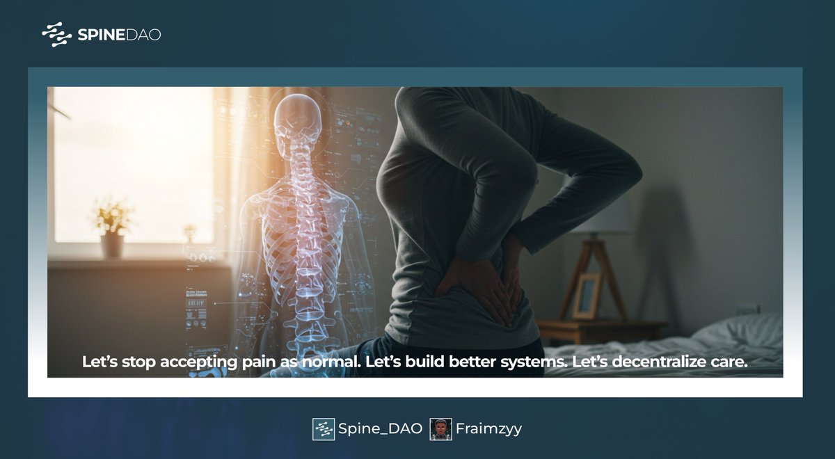 FraimzyDesigns's tweet image. 12]
If you’ve ever suffered back pain, you know the struggle.

Let’s stop accepting pain as normal.
Let’s build better systems.
Let’s decentralize care.

💻 Follow @Spine_DAO 
 🎥Watch the full vision here: x.com/i/broadcasts/1…

#SpineDAO #Solana #DeSci #AIHealth #Web3Wellness
