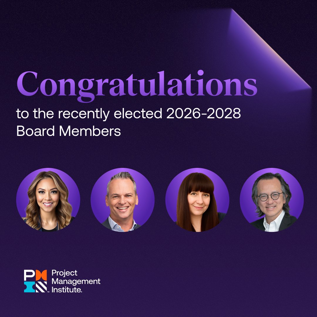 Introducing the newly elected members of our Board of Directors for the 2026-2028 term! 

Their experience and global perspectives will drive innovation and further shape the #ProjectManagement profession. Congratulations to all!

bit.ly/4f0EtCD