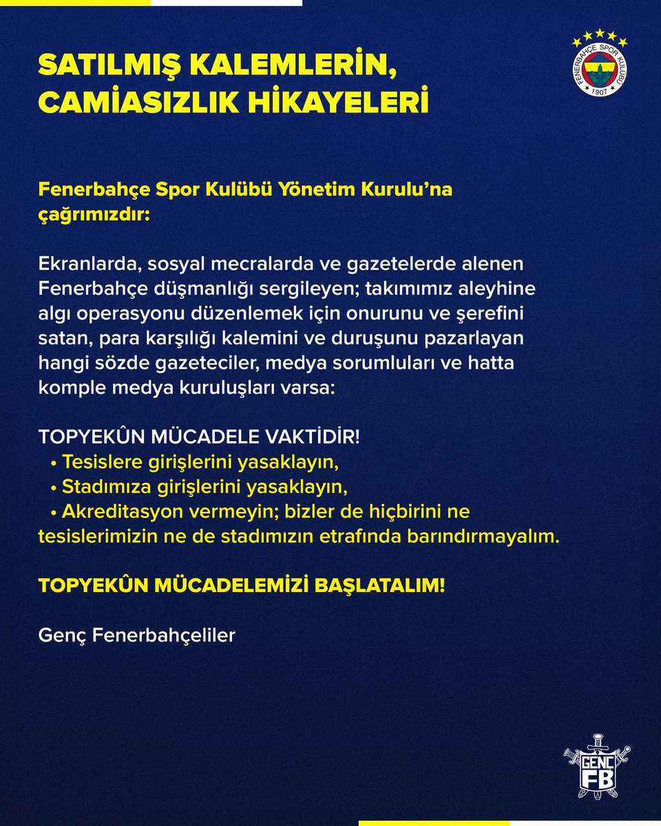 SATILMIŞ KALEMLERİN, CAMİASIZLIK HİKAYELERİ!

#GençFenerbahçeliler