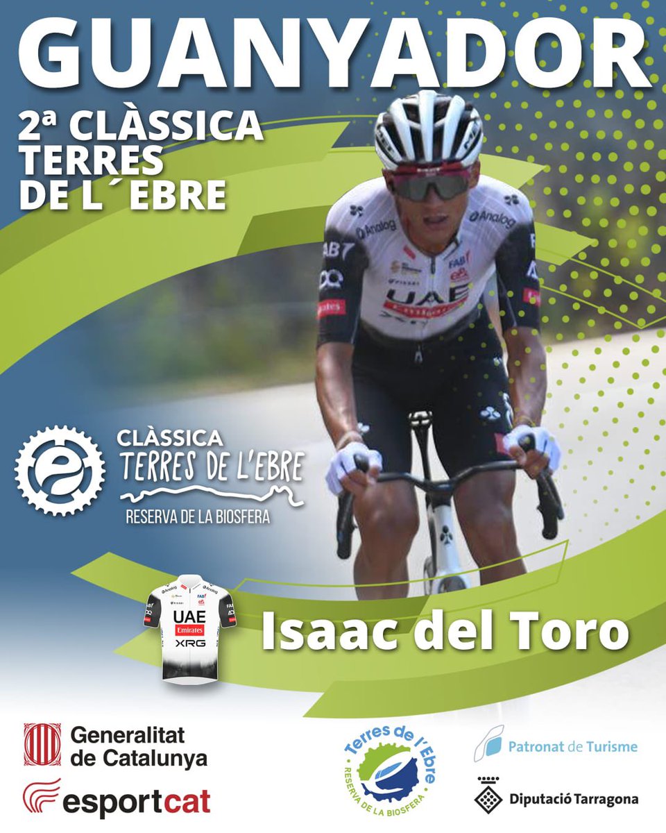 🏆🥇 Isaac Del Toro, de l’equip UAE, es el guanyador de la segona edició de la Clàssica Terres de l’Ebre