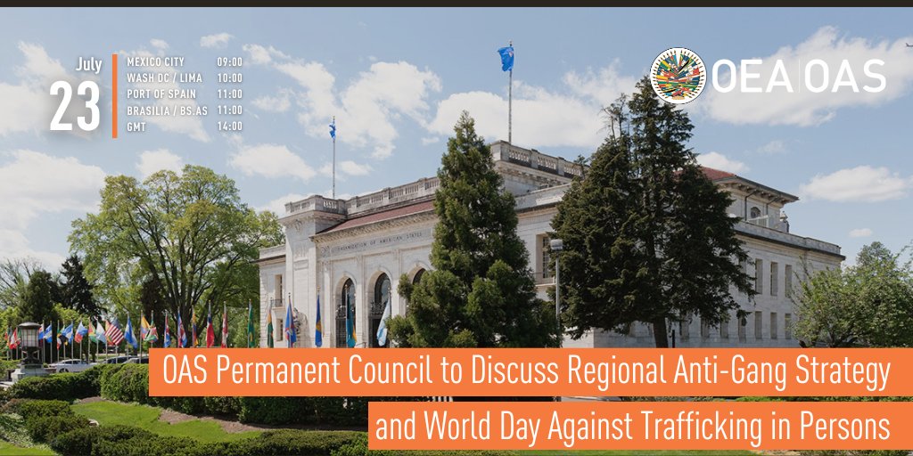 OAS_official's tweet image. #WEDNESDAY | #OAS Permanent Council to Discuss Regional Anti-Gang Strategy and World Day Against Trafficking in Persons
🗓️ July 23
⏰ 10:00 EDT (14:00 GMT)
📺 oas.org
📍 Simón Bolívar Room
ℹ️oas.org/en/media_cente…