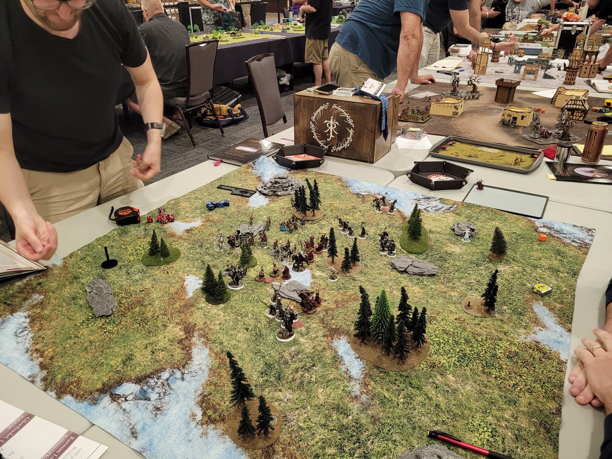 HMGS_Inc's tweet image. The Middle-earth Strategy Battle Game tournament at #historicon2025 was an epic clash of heroes and armies! Players battled for the fate of Middle-earth in an unforgettable showdown. Glory was earned—legends were made! #LordoftheRings #LotR #TabletopGaming #mesbg