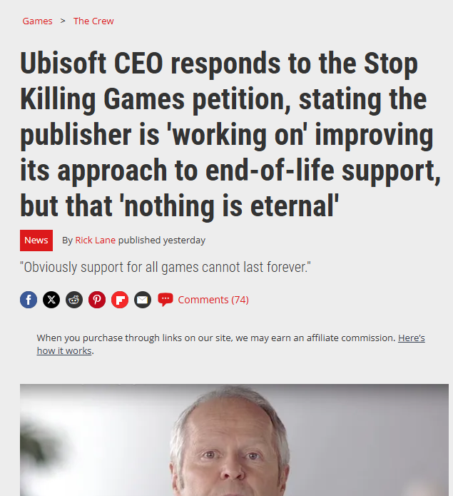 PeterPashute's tweet image. Such a cop out. I literally let my daughter use my 25 year old gameboy pocket and pokemon red. People aren't mad when servers are taken offline after a decade. They're mad that single player campaigns are unnecessarily linked to servers which are destroyed after two years.
