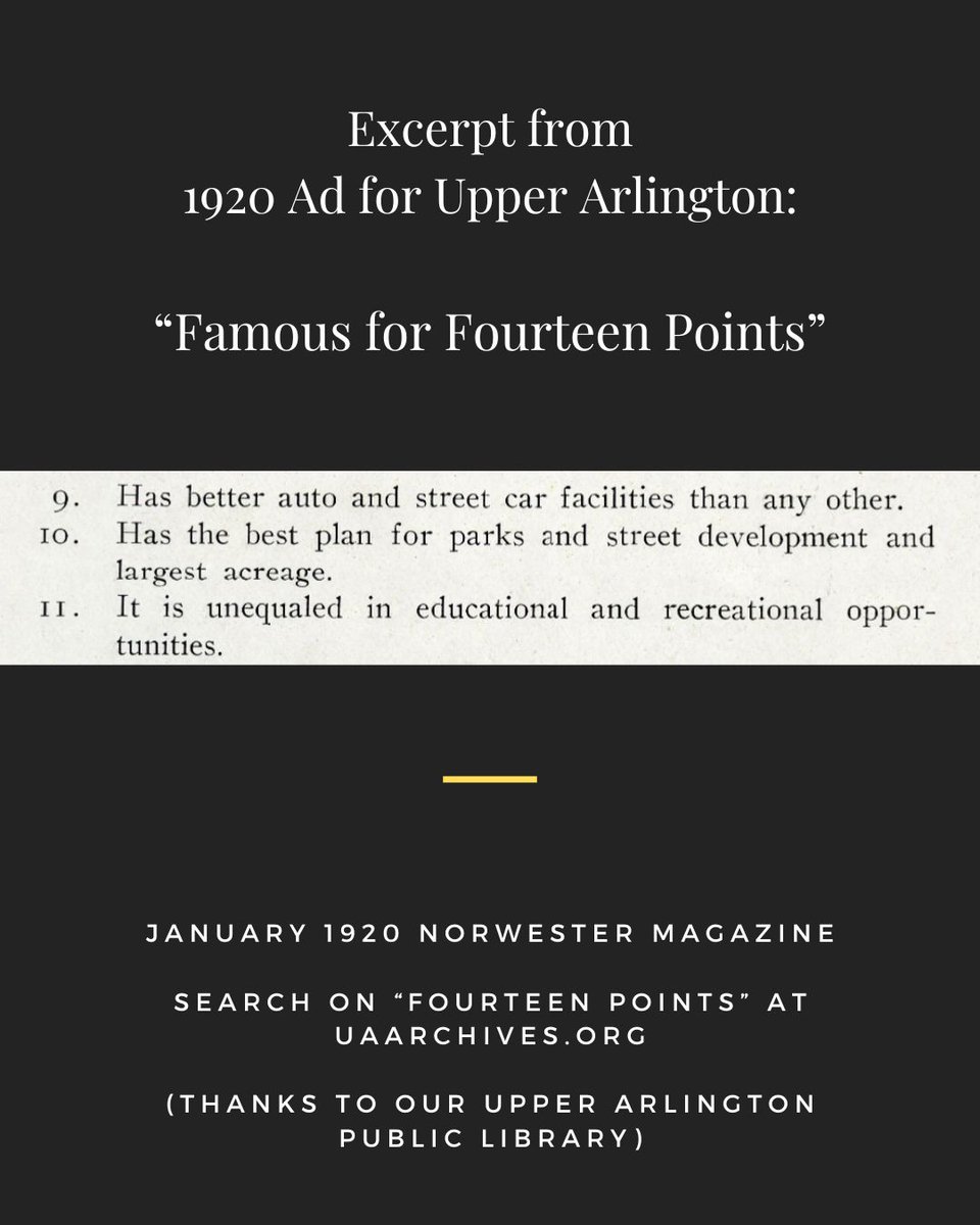 As the City of UA reported, "Upper Arlington has been ranked the #1 Best Place to Live in the Columbus area for 2025 by Niche! ...Niche describes UA as a 'charming community with tree-lined streets, excellent schools, and friendly neighbors.'" Here is description in 1920:
