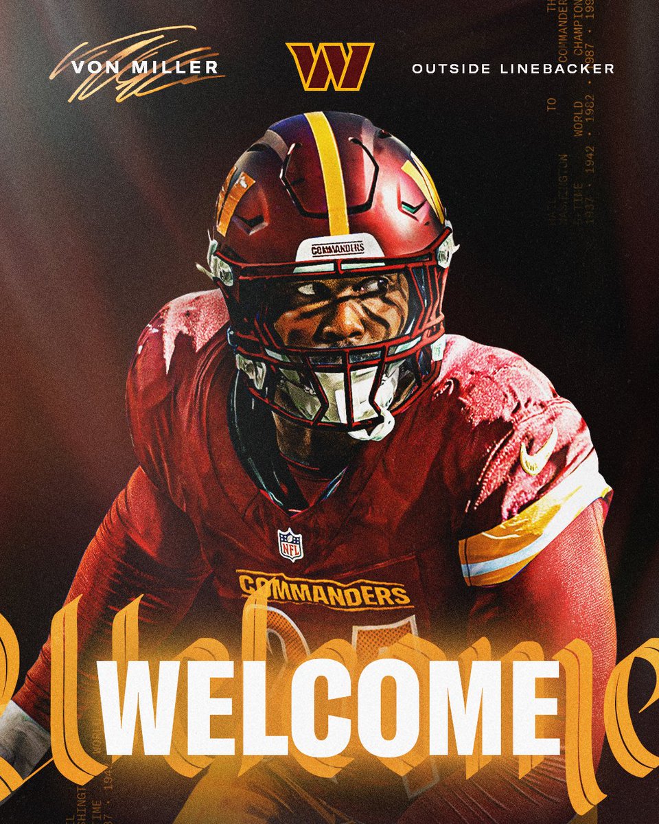 Commanders's tweet image. Another proven leader in the LB room
@VonMiller | #RaiseHail