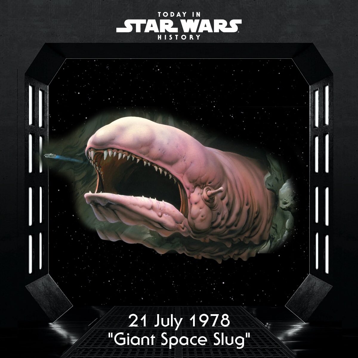 TodayinStarWars's tweet image. 21 July 1978 #TodayinStarWarsHistory Ralph McQuarrie finishes the concept painting for the "Giant Space Slug" #TheMakingofStarWars