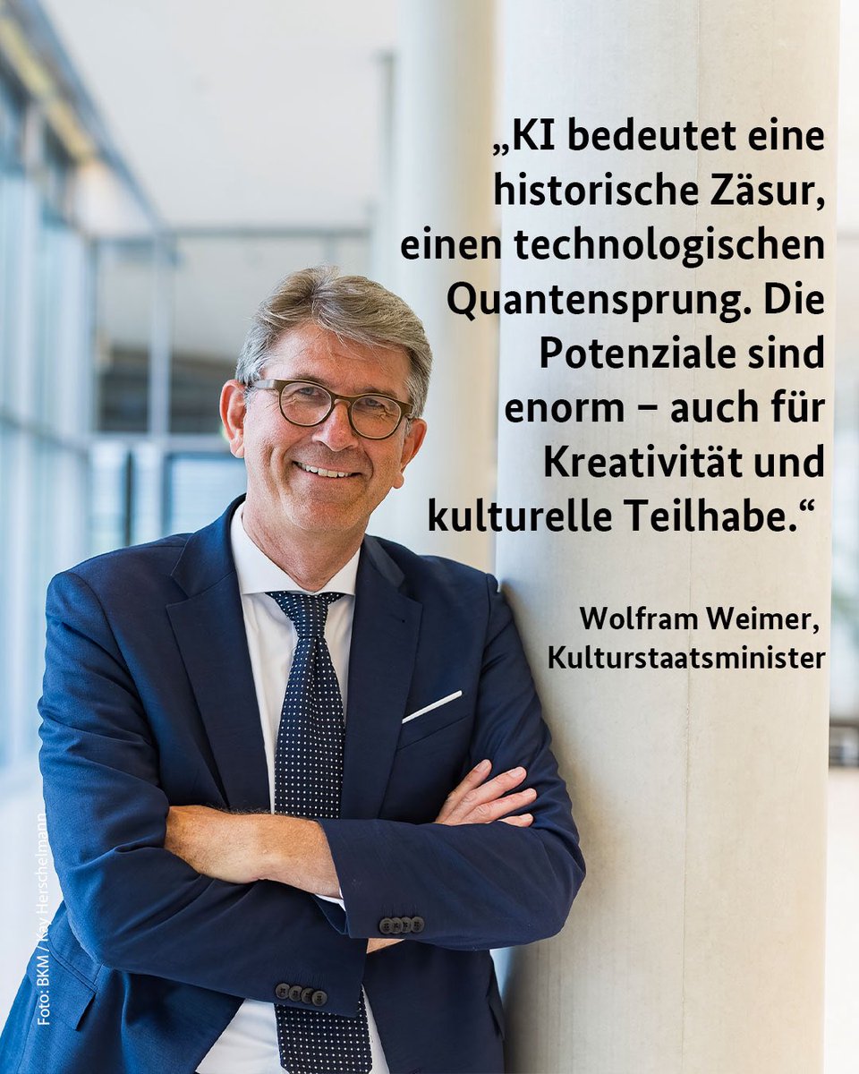 BKM Kultur & Medien (@bundeskultur) on Twitter photo Bei Künstlicher Intelligenz muss Europa ganz vorne mitspielen, sagt Wolfram Weimer der <a href="/krone_at/">Kronen Zeitung</a>. Für ihn ist KI kein Schreckgespenst, sondern eine Zukunfts-Chance. Bei Künstlicher Intelligenz muss Europa ganz vorne mitspielen, sagt Wolfram Weimer der <a href="/krone_at/">Kronen Zeitung</a>. Für ihn ist KI kein Schreckgespenst, sondern eine Zukunfts-Chance.