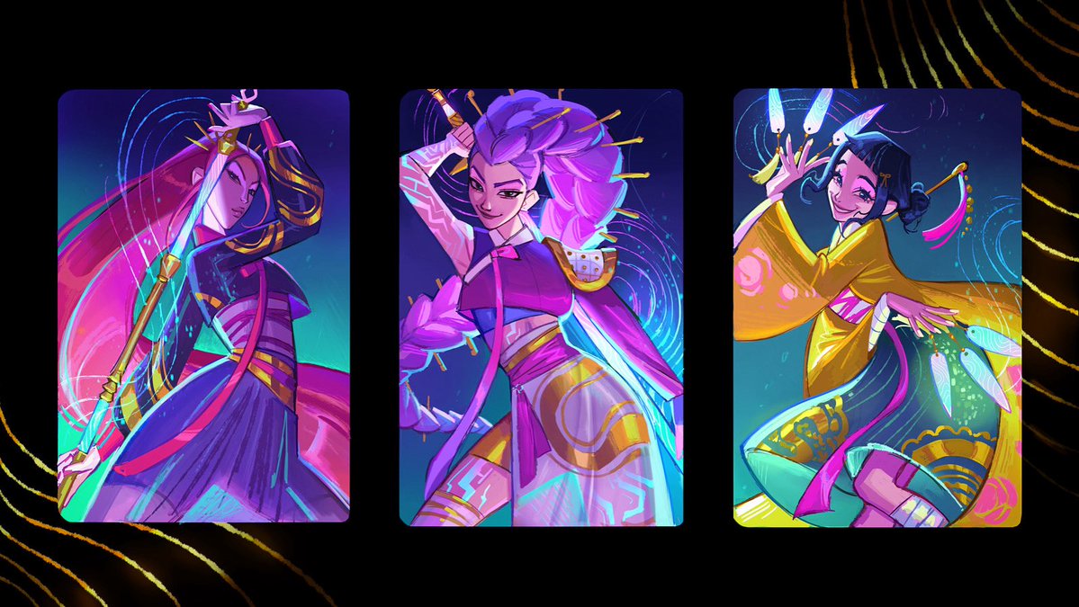 Mieoiii's tweet image. another attempt at photocards for the girlies! #kpopdemonhunters #huntrix