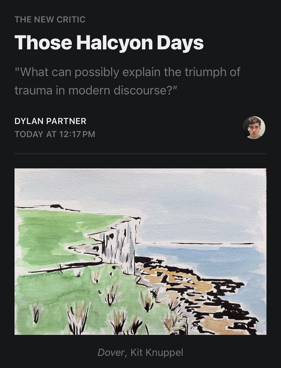 narrenhut's tweet image. I’m pleased to have made my first contribution to the good folks at @the_newcritic, where I wrote about the — dare I say it? — dialectic between trauma and nostalgia that runs through our minds, lives, and politics. Link below.