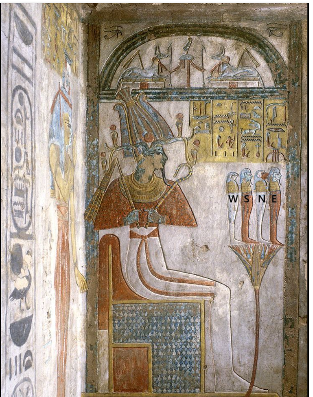EarthTime's tweet image. The four children of the Sky speak to the King/Osiris, 'Lord of Eternity':
Words spoken by Qebehsenuef
I have established the western pillar for you,
I am your son, Osiris, I have come to be your protection
I have united your bones for you, I have assembled your limbs for you
I…